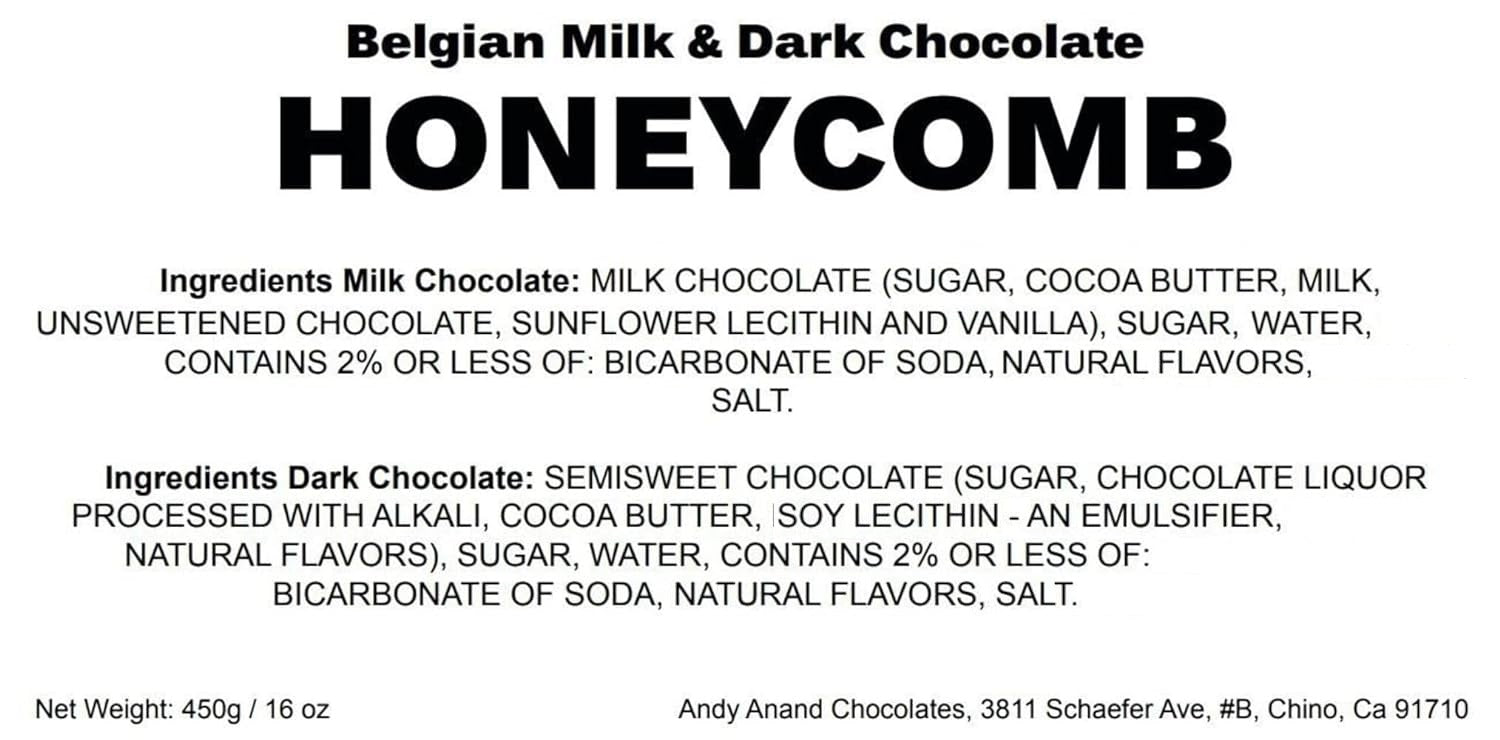 Andy Anand Belgian Milk Chocolate Honeycomb Sponge, 1 lb – Handcrafted Gourmet Gift Box, Luxurious for Birthday & Special Occasions