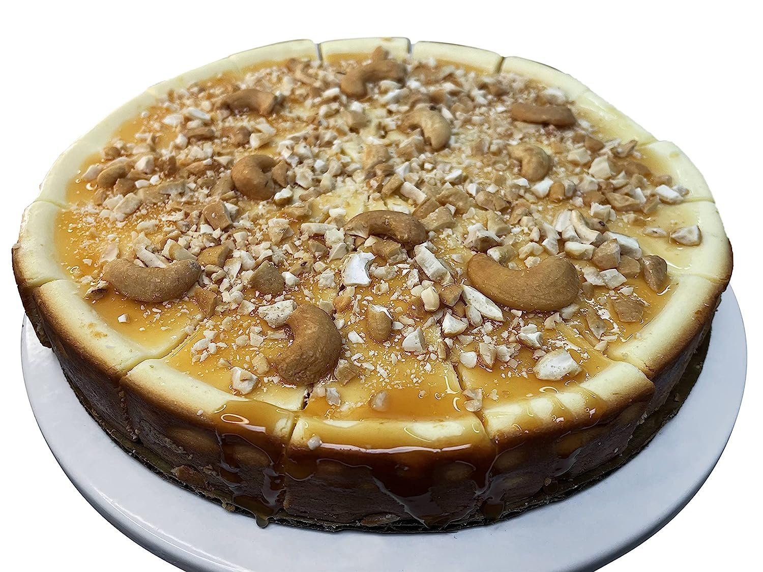 Andy Anand Caramel Cashew Cheesecake, 9-Inch, 2 lb – Handcrafted, Real California Cream Cheese, No Preservatives, Birthday & Holiday Gift