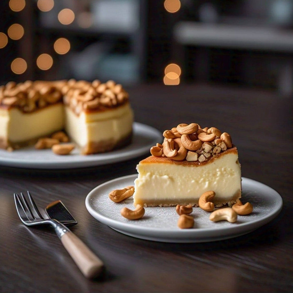 Andy Anand Caramel Cashew Cheesecake, 9-Inch, 2 lb – Handcrafted, Real California Cream Cheese, No Preservatives, Birthday & Holiday Gift