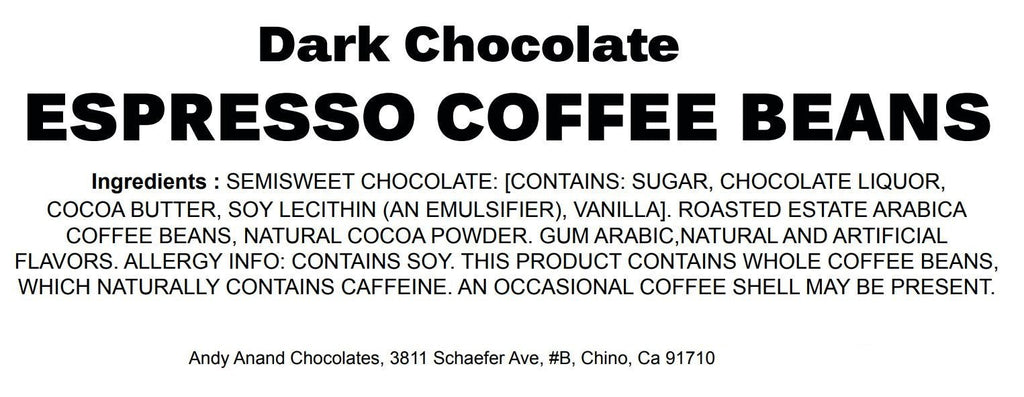 Andy Anand Dark Chocolate Covered Coffee Espresso Beans, 1 lb – Gourmet Gift Box for Men & Women, Birthday, Valentine's & Christmas Holiday