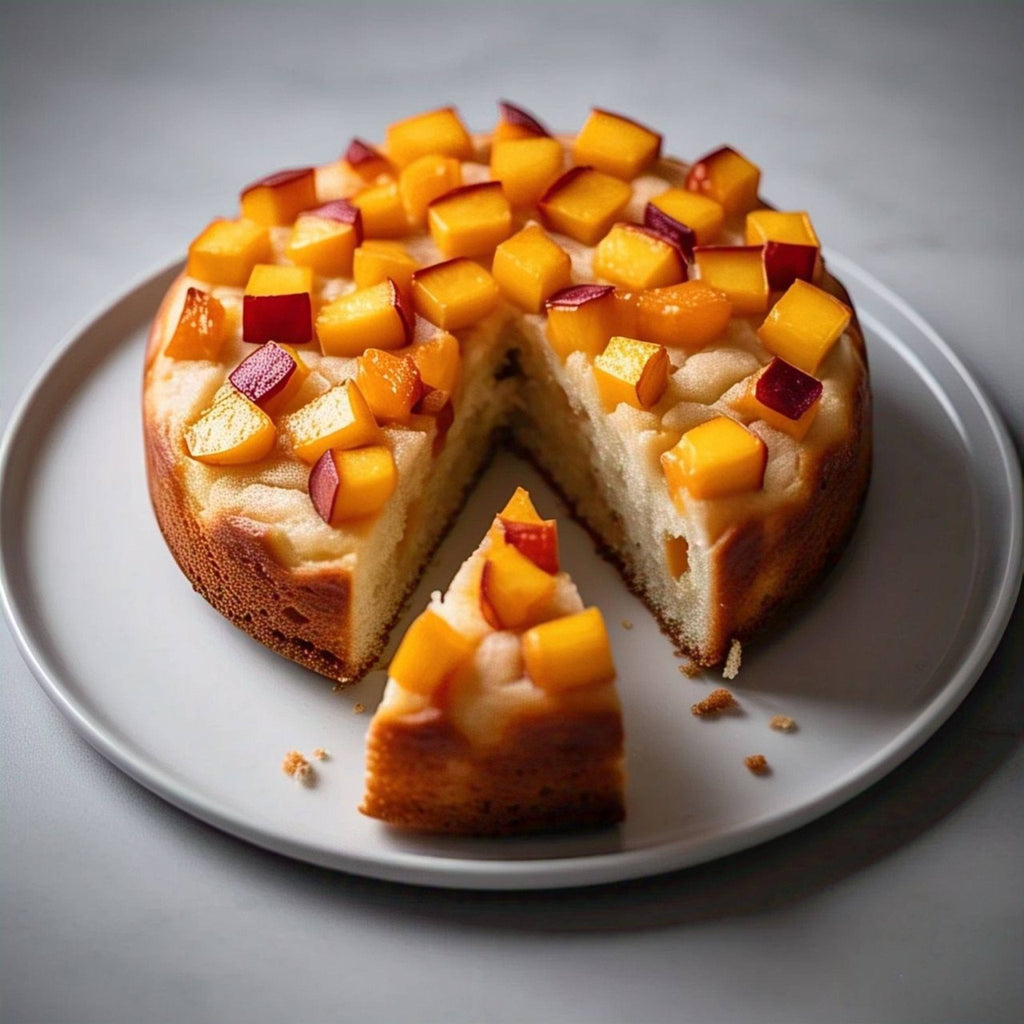 Andy Anand Sugar-Free Peach Cake, 9-Inch, 2 lb – Juicy & Moist, Real Peach Fruit, Diabetic-Friendly, Fluffy Homemade-Style Birthday Gift Box