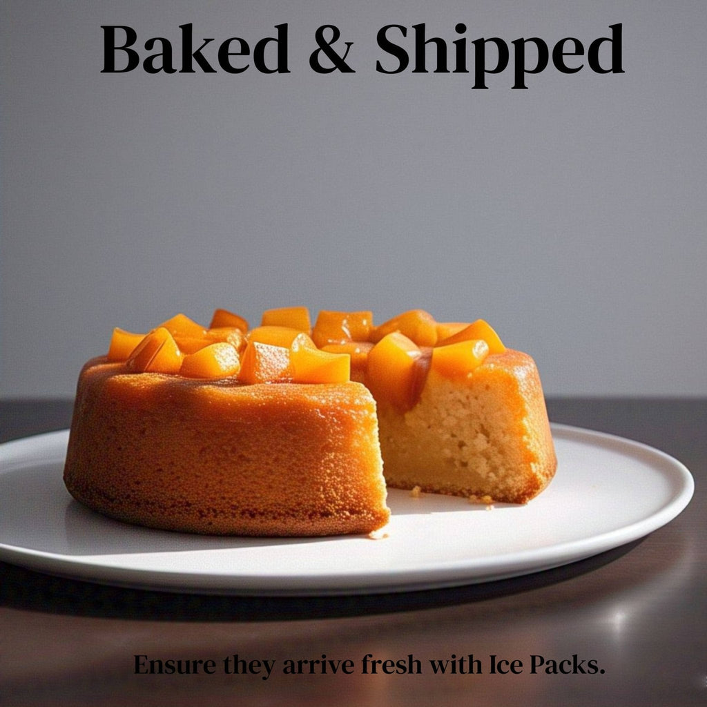 Andy Anand Sugar-Free Peach Cake, 9-Inch, 2 lb – Juicy & Moist, Real Peach Fruit, Diabetic-Friendly, Fluffy Homemade-Style Birthday Gift Box
