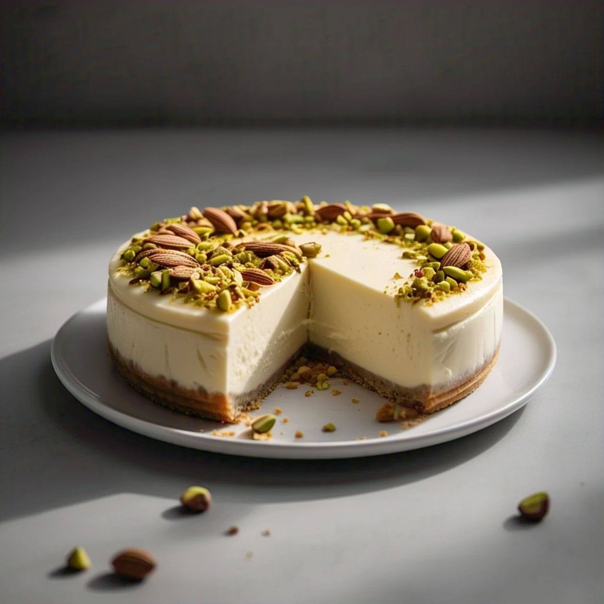 Andy Anand Sugar-Free Pistachio Almond Cheesecake, 9-Inch, 2 lb – Diabetic-Friendly, California Cream Cheese, No Preservatives Gift Box