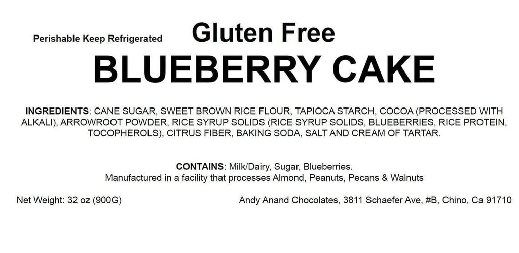 Andy Anand Gluten-Free Blueberry Cake, 9-Inch, 2.8 lb – Hand-Baked, Fresh Blueberries, All-Natural, No Preservatives, Birthday Gift Box