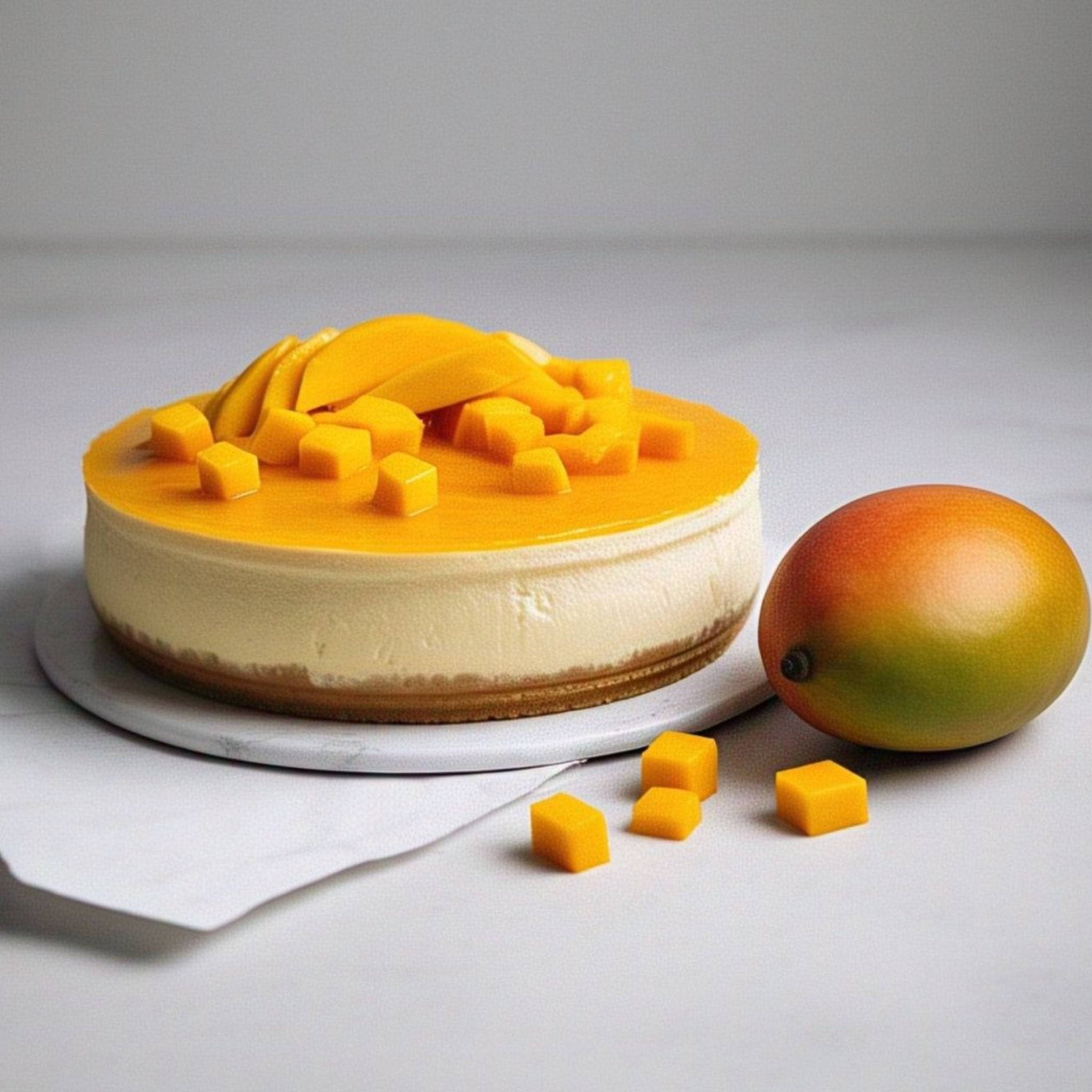 Andy Anand Mango Cheesecake, 9-Inch, 2 lb – Freshly Baked, Real California Cream Cheese, No Preservatives, Traditional Recipe, Birthday Gift