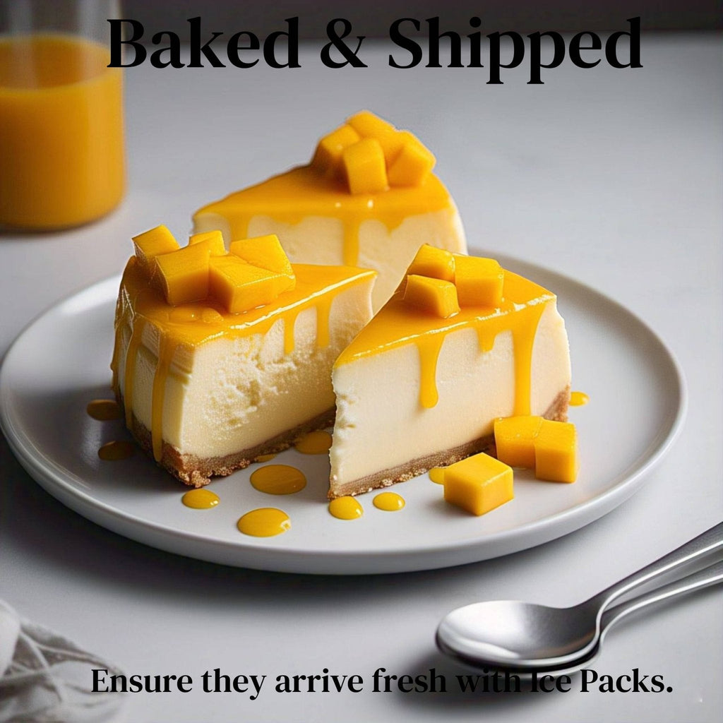 Andy Anand Mango Cheesecake, 9-Inch, 2 lb – Freshly Baked, Real California Cream Cheese, No Preservatives, Traditional Recipe, Birthday Gift