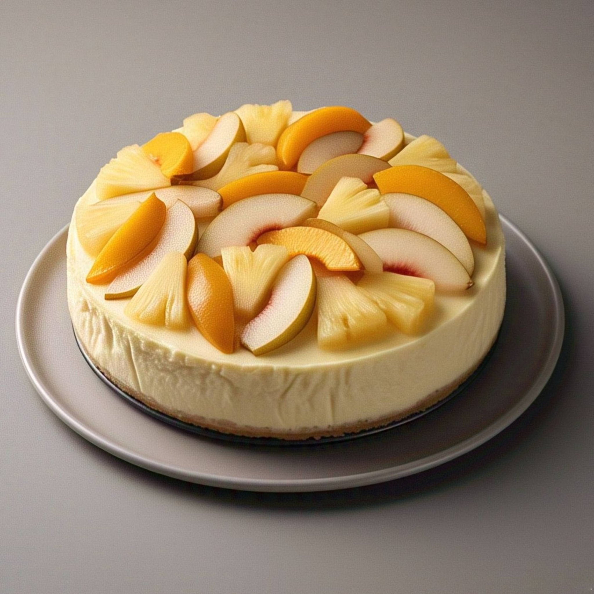 Andy Anand Tropical Fruit Cheesecake, 9-Inch, 2 lb – Pineapple, Pears & Peach Glaze, NY-Style, Real California Cream Cheese Gift Box
