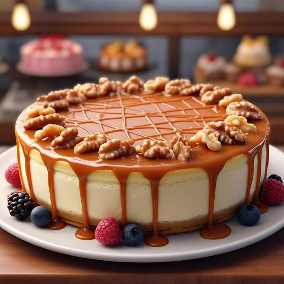 Andy Anand Gluten-Free Dairy-Free Caramel Walnut Cake, 9-Inch – Vegan-Hand-Baked, Real Walnuts & Caramel Drizzle, No Preservatives, Birthday Gift