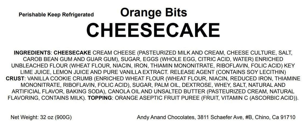Andy Anand Fresh Orange Cheesecake, 9-Inch, 2 lb – Hand-Baked NY-Style, Real California Cream Cheese, No Preservatives, Birthday Gift Box