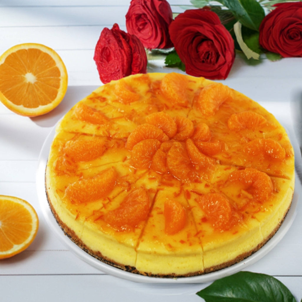 Andy Anand Fresh Orange Cheesecake, 9-Inch, 2 lb – Hand-Baked NY-Style, Real California Cream Cheese, No Preservatives, Birthday Gift Box