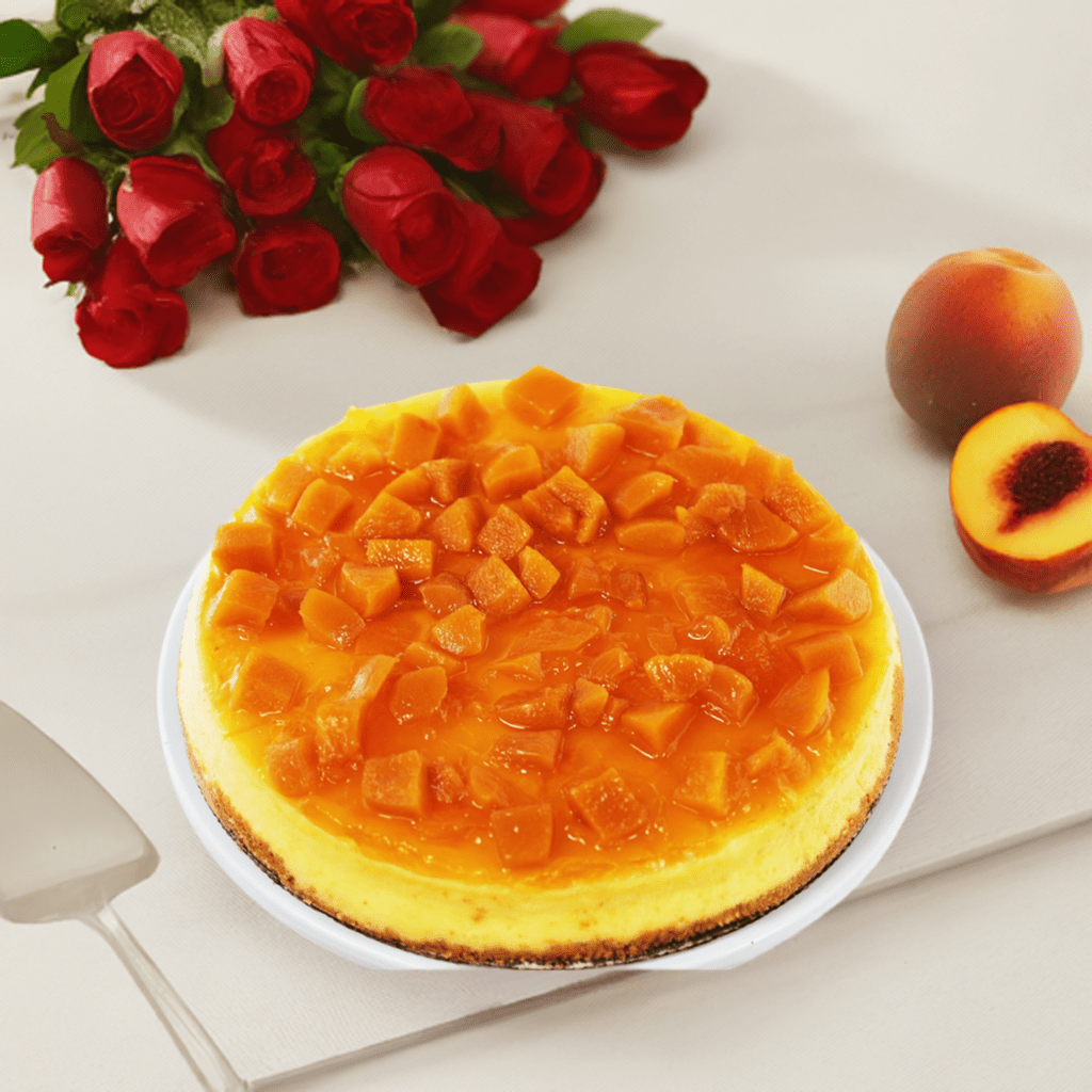 Andy Anand Sugar-Free Peach Cheesecake, 9-Inch, 2.6 lb – Diabetic-Friendly, Delicious, Fresh California Cream Cheese, Birthday Gift Box