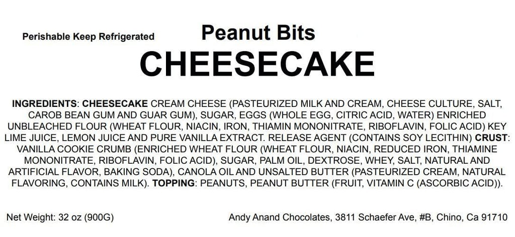 Andy Anand Gluten-Free Peanut Butter Cheesecake, 9-Inch, 2 lb – Freshly Baked, California Cream Cheese & Vanilla, Birthday & Holiday Gift