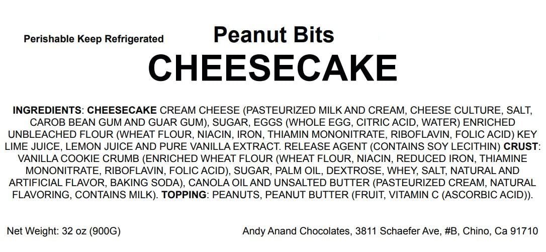 Andy Anand Gluten-Free Peanut Butter Cheesecake, 9-Inch, 2 lb – Freshly Baked, California Cream Cheese & Vanilla, Birthday & Holiday Gift