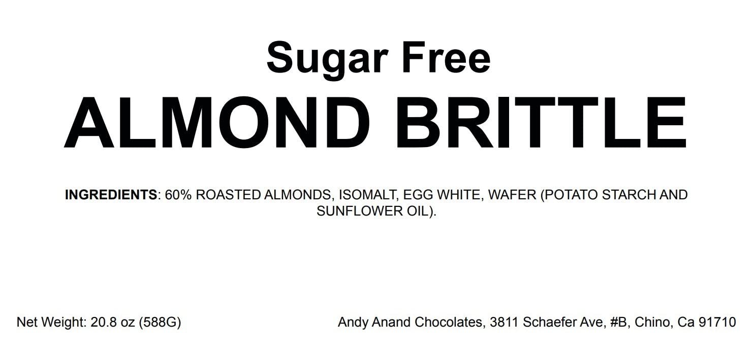 Andy Anand Sugar-Free & Gluten-Free Roasted Almond Nougat Brittle, 7 oz – Diabetic-Friendly Italian Torrone, Keto-Friendly Gourmet Gift Box