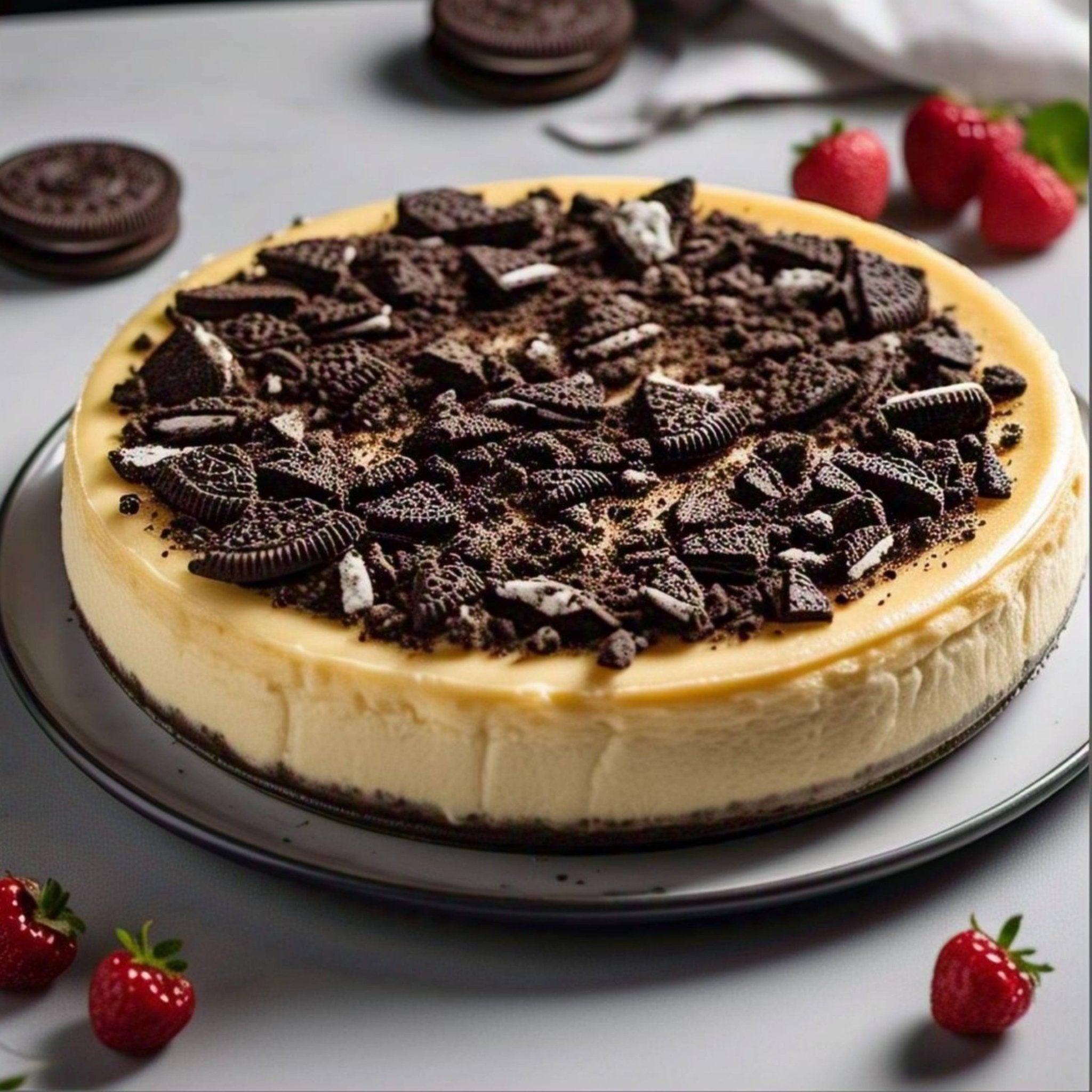 Andy Anand Sugar-Free Cookies & Cream Cheesecake, 9-Inch, 2 lb – Diabetic-Friendly, California Cream Cheese, No Preservatives Gift Box