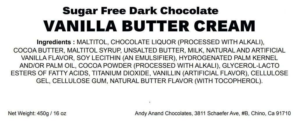 Andy Anand Sugar-Free Vanilla Butter Cream Dark Chocolates, 25 pc – Diabetic-Friendly, Keto, Gluten-Free, Birthday & Valentine's Gift Box