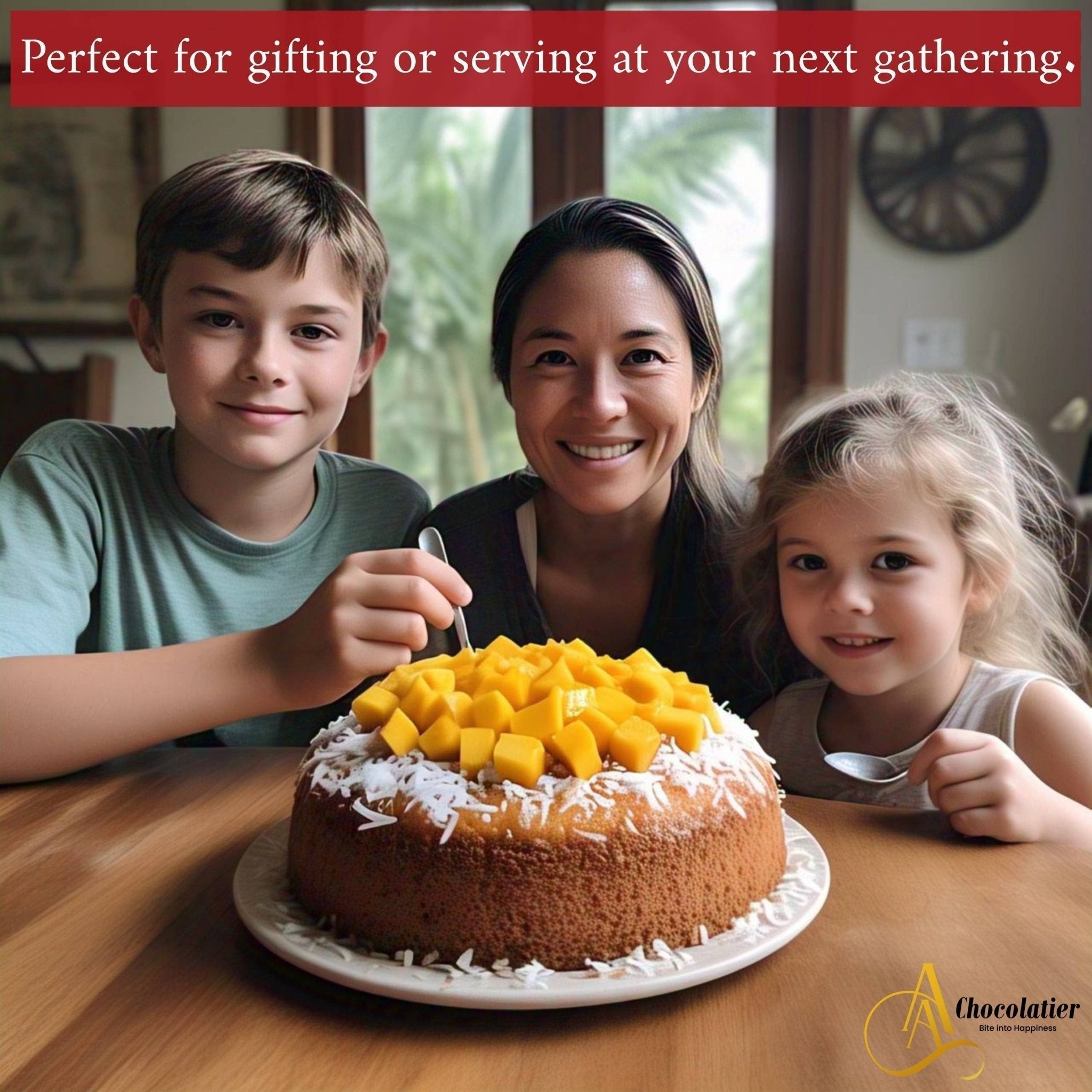 Andy Anand Sugar-Free Mango Coconut Cake, 2.5 lb – Keto & Diabetic-Friendly, Fresh Mango Purée, Toasted Coconut, No Preservatives Gift Box