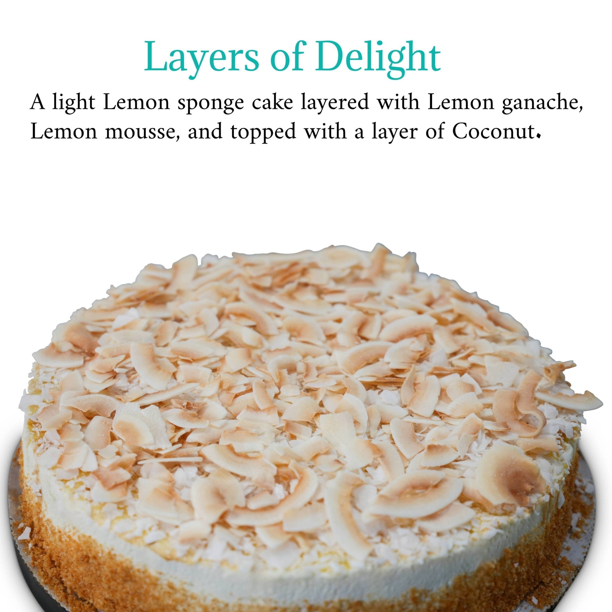 Andy Anand Sugar-Free Coconut Lemon Mousse Cake, 3 lb – Keto & Diabetic-Friendly, Freshly Baked, No Preservatives, Birthday Gift Box