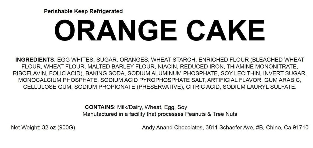Andy Anand Orange Cake, 9-Inch, 2 lb – Hand-Baked, Fresh Orange Flavor, All-Natural Ingredients, No Preservatives, Birthday & Holiday Gift