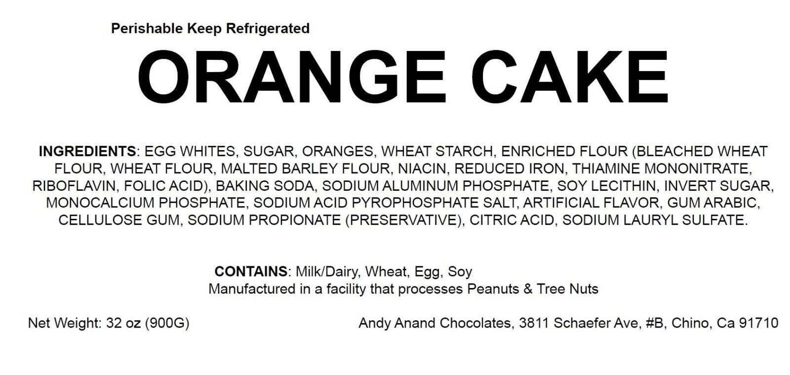 Andy Anand Orange Cake, 9-Inch, 2 lb – Hand-Baked, Fresh Orange Flavor, All-Natural Ingredients, No Preservatives, Birthday & Holiday Gift