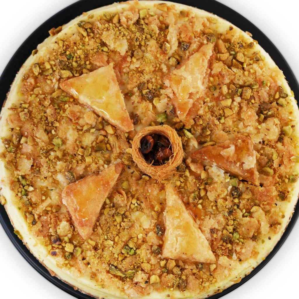 Andy Anand Baklava Cheesecake, 9-Inch, 2.8 lb – Turkish Honey & California Cream Fusion, Pistachio & Walnut, Gourmet Birthday Gift Box