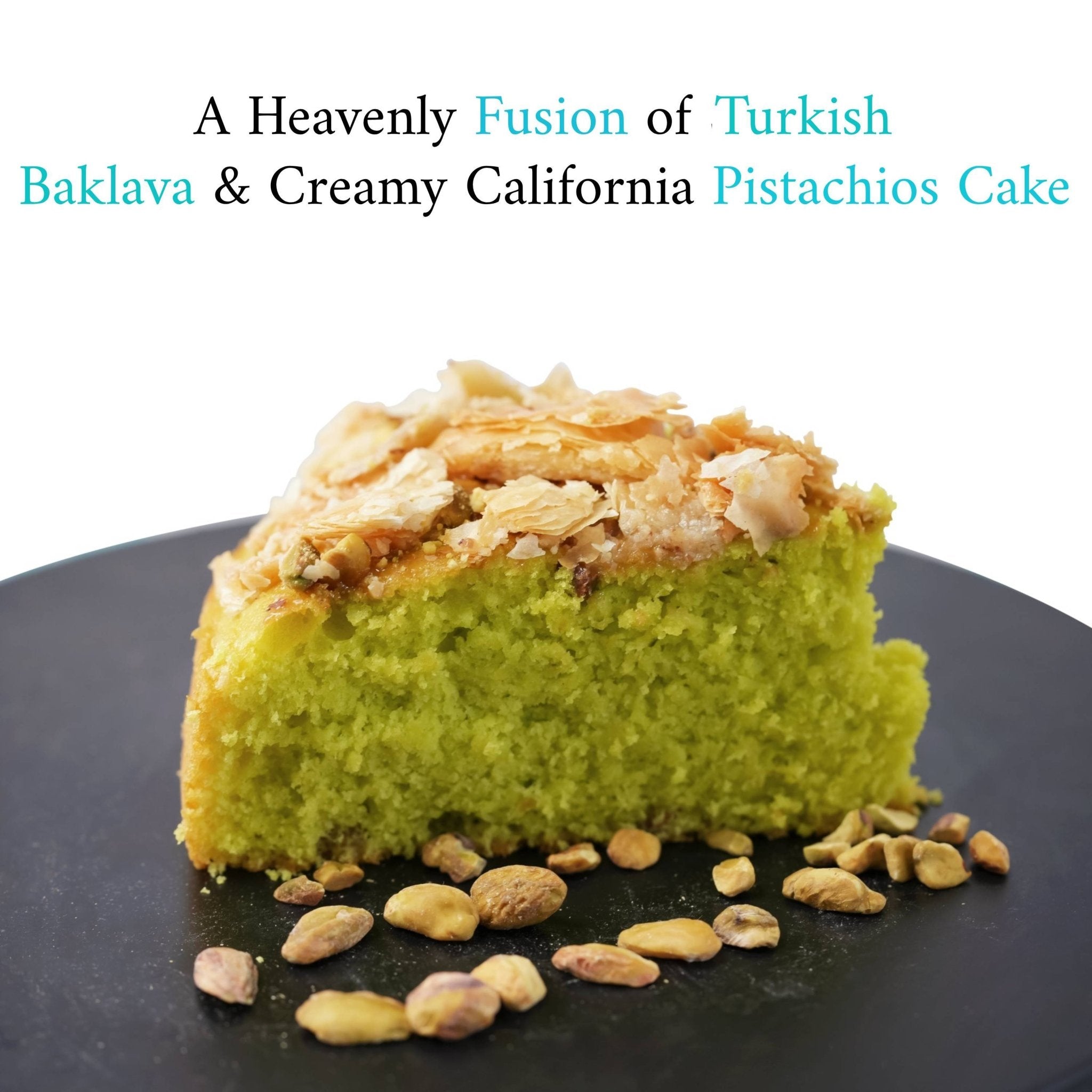 Andy Anand Baklava Pistachio Cake, 9-Inch, 2.8 lb – Turkish Baklava & California Pistachio Fusion, Freshly Baked, Birthday Gift Box