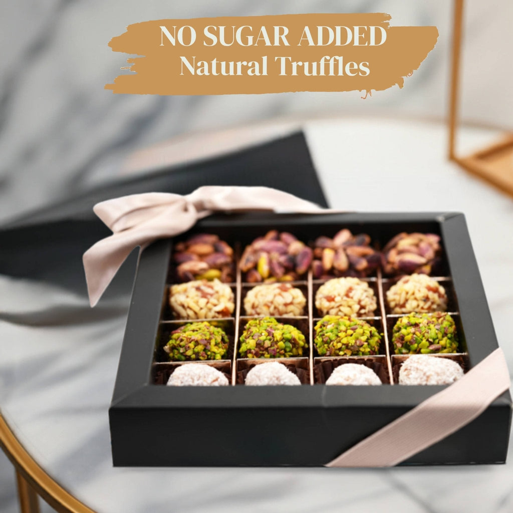 Andy Anand No Sugar Added Natural Truffles, 16 Pc Pistachio Hazelnut &amp; Coconut Gift Box, Carrot Paste Base, Chocolate Free, Diabetic Friendly, Keto Friendly, Gourmet Birthday Gift