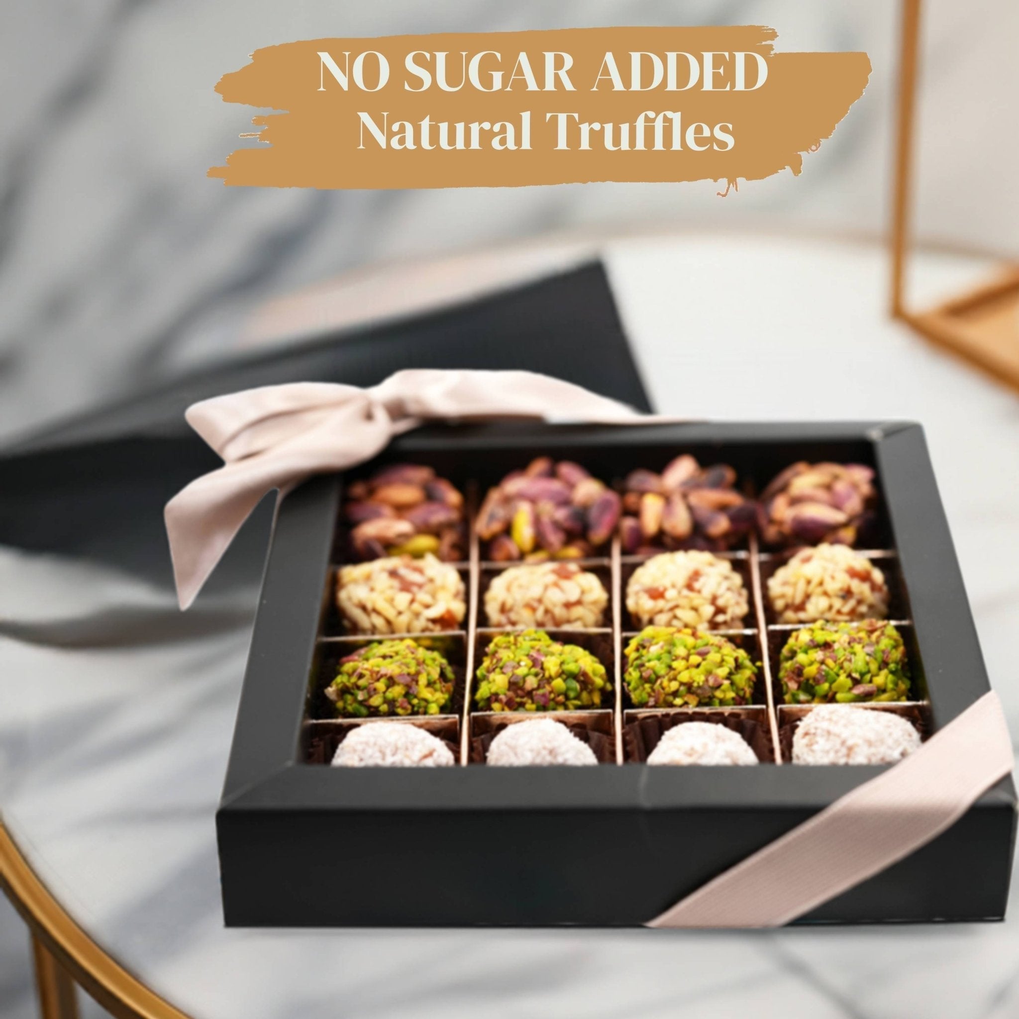 Andy Anand No Sugar Added Natural Truffles, 16 Pc Pistachio Hazelnut &amp; Coconut Gift Box, Carrot Paste Base, Chocolate Free, Diabetic Friendly, Keto Friendly, Gourmet Birthday Gift