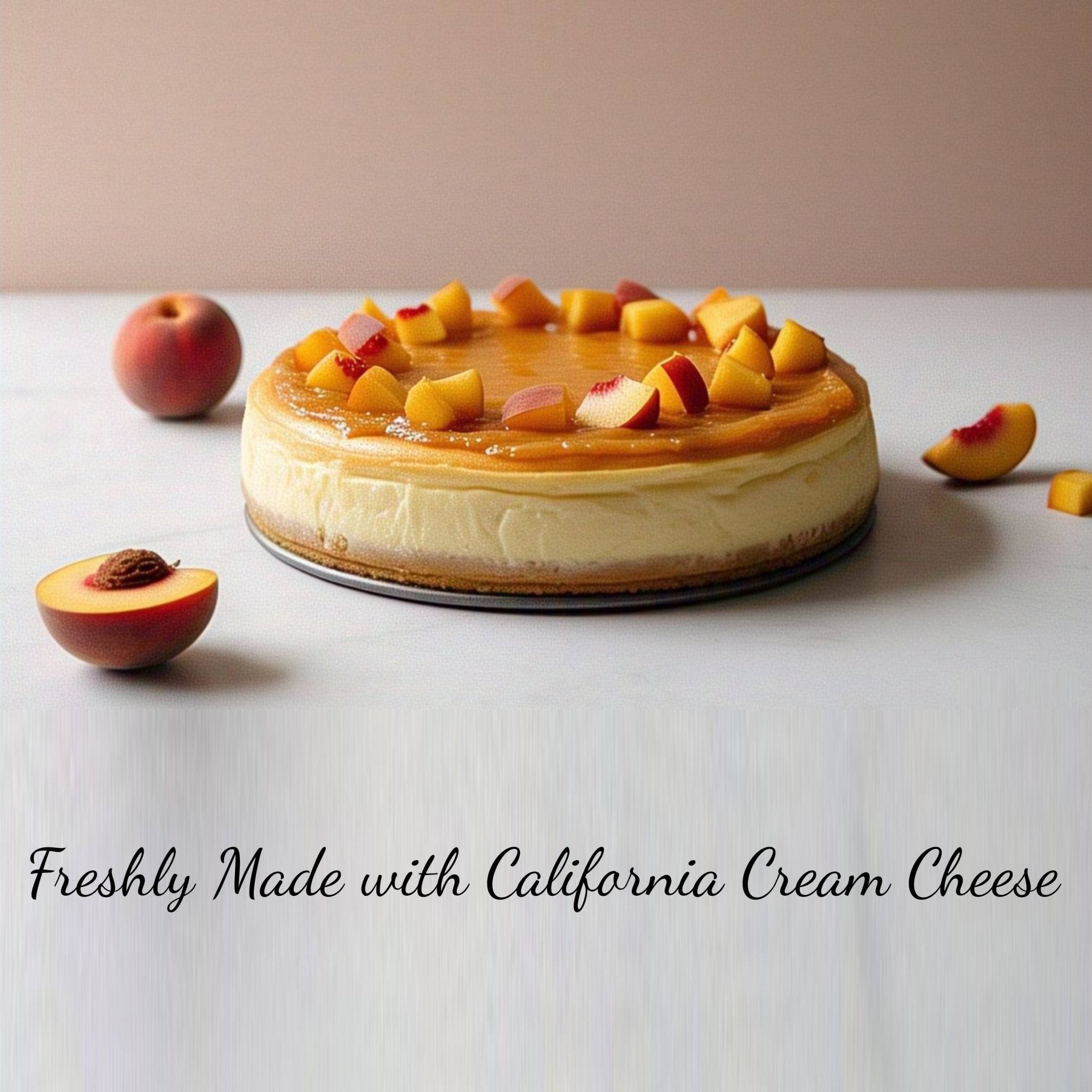 Andy Anand Sugar-Free Peach Cheesecake, 9-Inch, 2.6 lb – Diabetic-Friendly, Delicious, Fresh California Cream Cheese, Birthday Gift Box