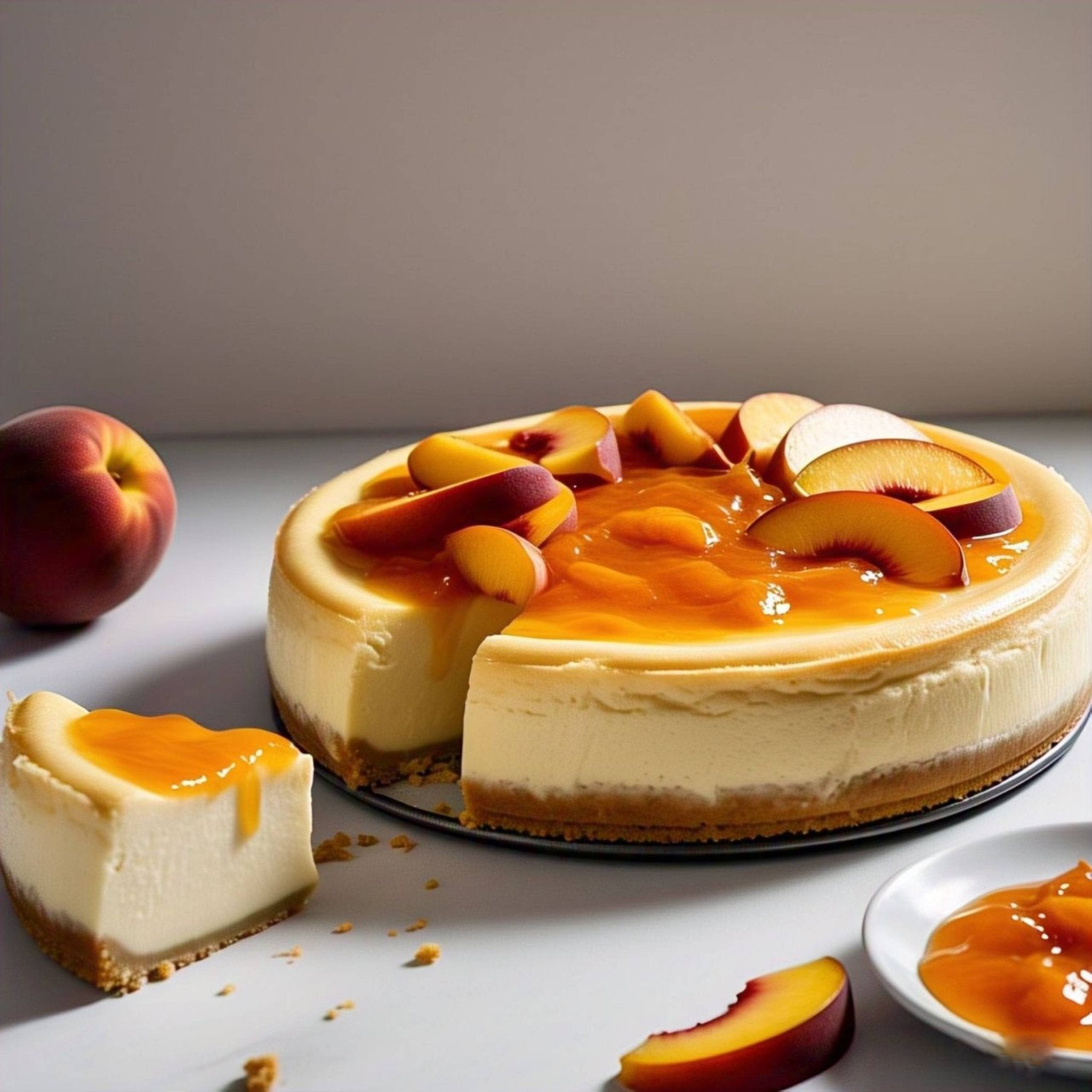 Andy Anand Sugar-Free Peach Cheesecake, 9-Inch, 2.6 lb – Diabetic-Friendly, Amazingly Delicious, California Cream Cheese, Birthday Gift Box