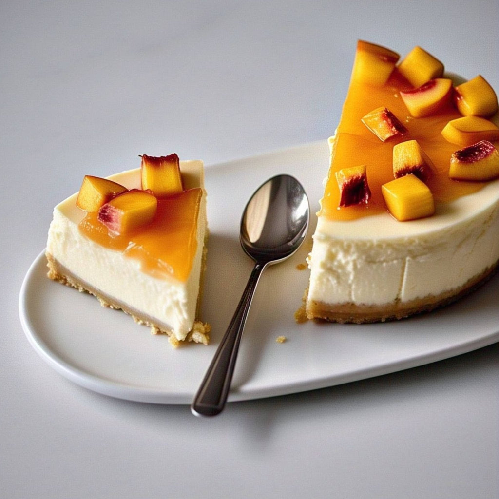 Andy Anand Sugar-Free Peach Cheesecake, 9-Inch, 2.6 lb – Diabetic-Friendly, Amazingly Delicious, California Cream Cheese, Birthday Gift Box