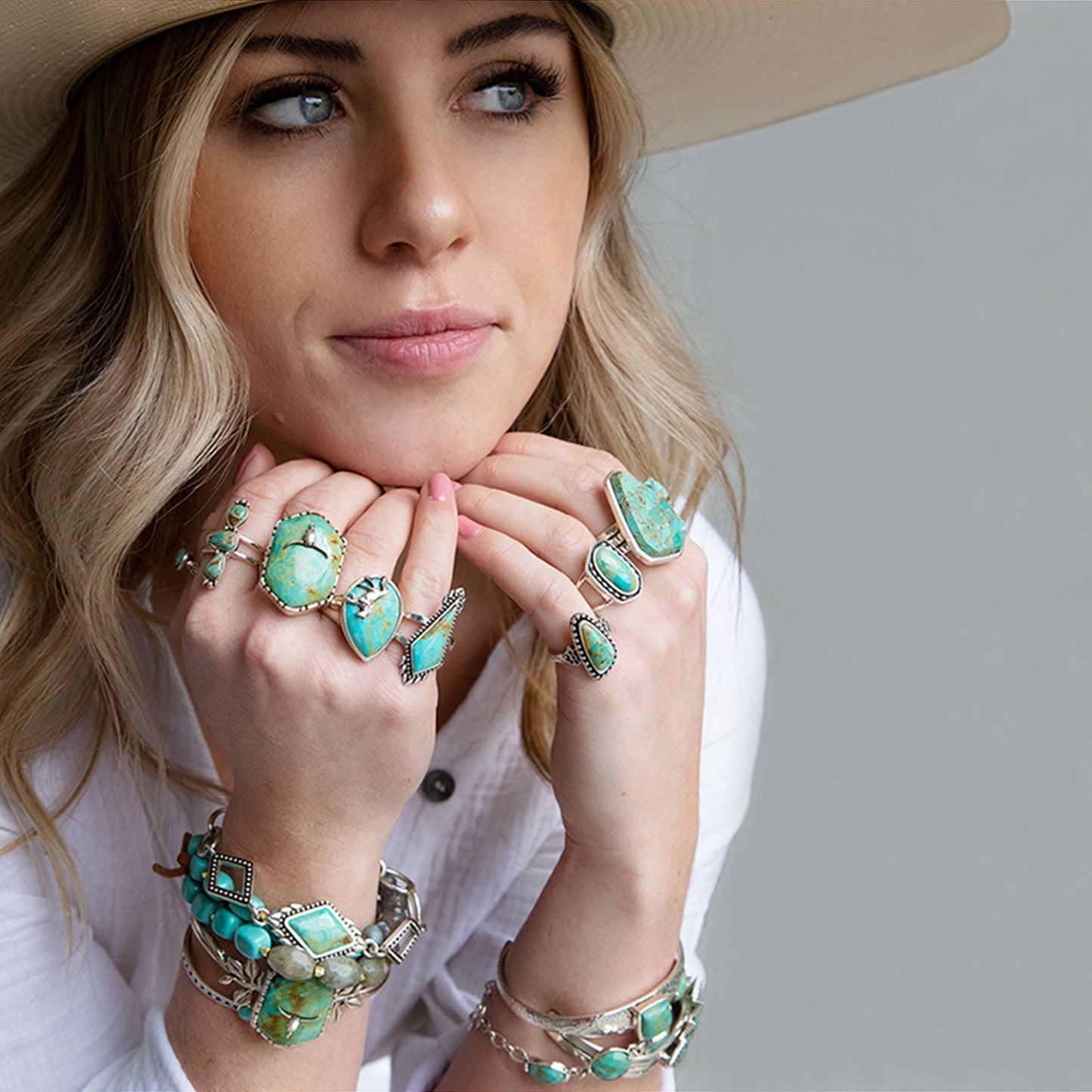 Anemone Blue Turquoise and Sterling Silver Statement Ring