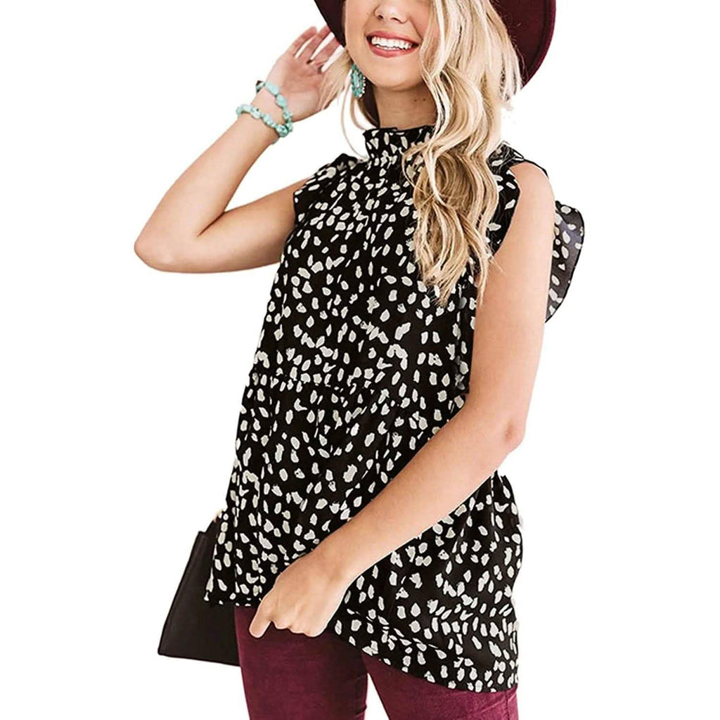 Angashion Blouse Tunique Courte Décontractée Imprimé Floral pour Femmes