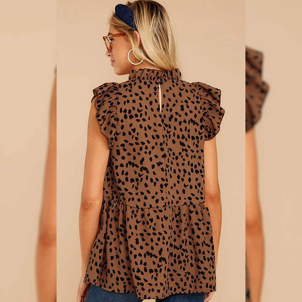 Angashion Blouse Tunique Courte Décontractée Imprimé Floral pour Femmes