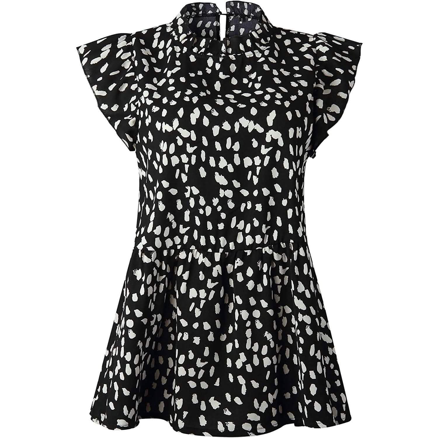 Angashion Blouse Tunique Courte Décontractée Imprimé Floral pour Femmes