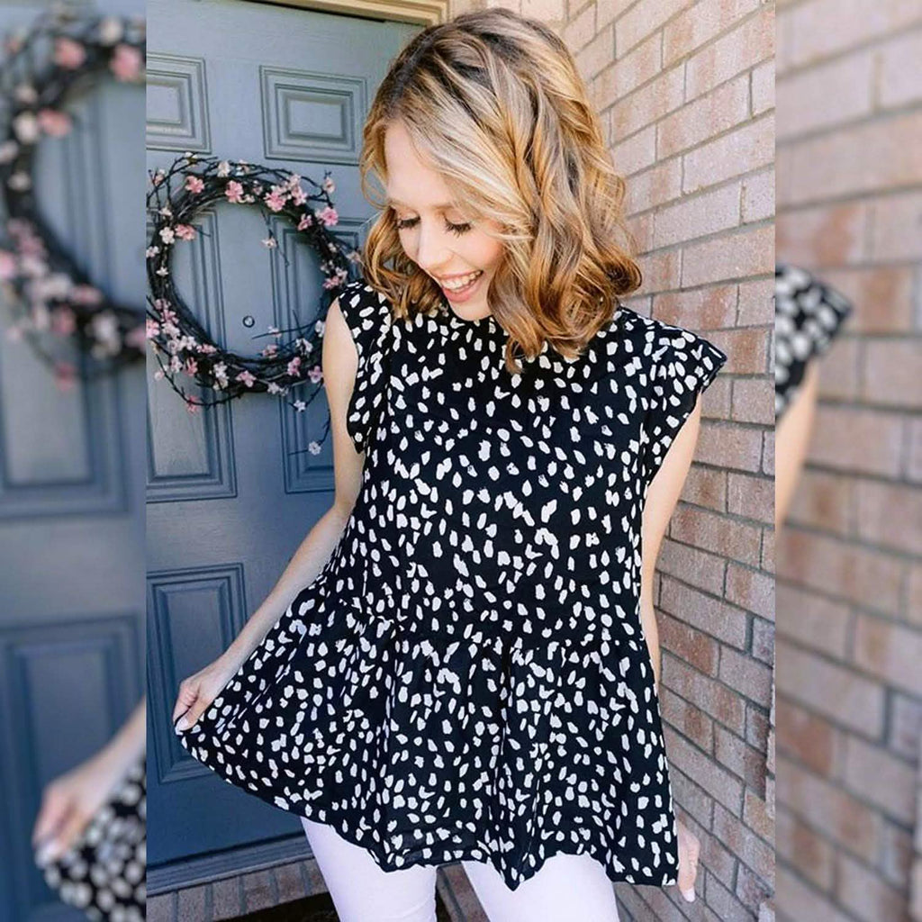 Angashion Blouse Tunique Courte Décontractée Imprimé Floral pour Femmes