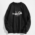 Angel and Letter Graphic Oversized Thermal Sweatshirt