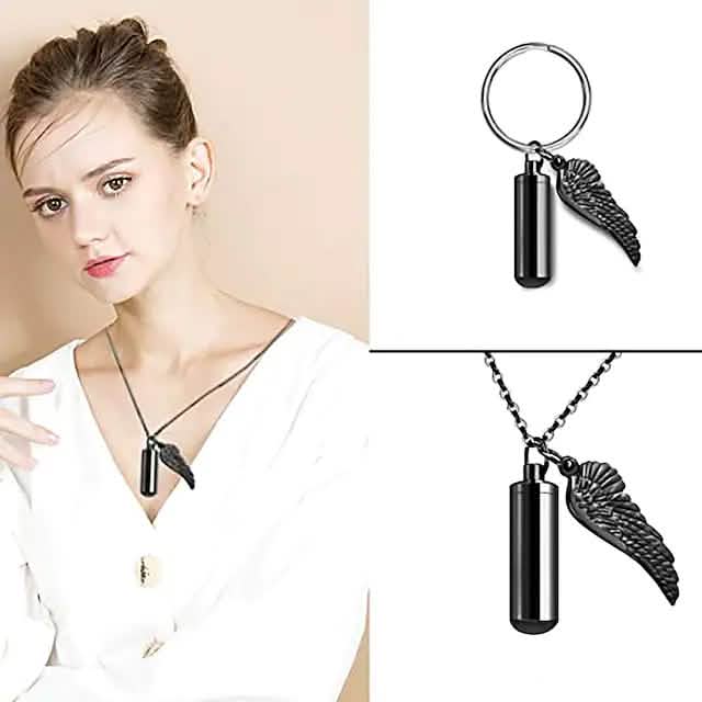 Collier Cendres Ailes d'Ange en Acier Inoxydable