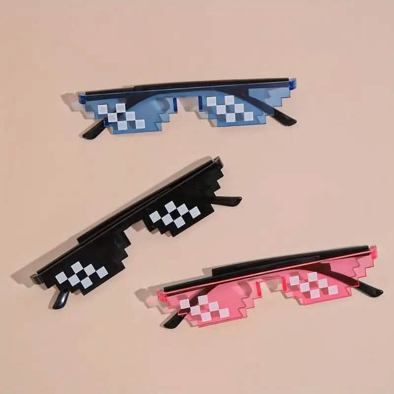 Lunettes de fête amusantes motif mosaïque de pixels Anime