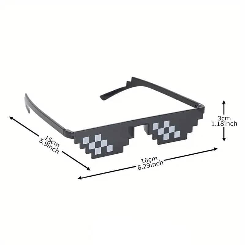 Lunettes de fête amusantes motif mosaïque de pixels Anime
