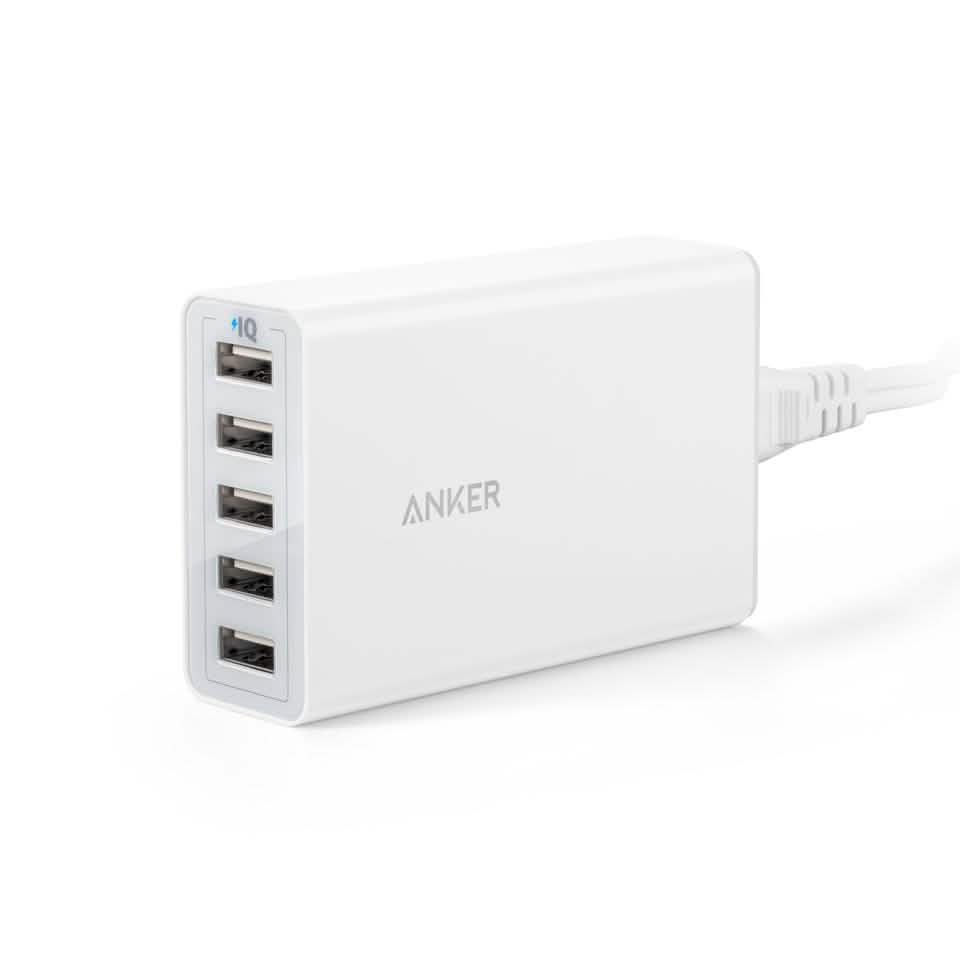 Anker PowerPort 5 40W/8A 5-Port USB Charger for Apple iPhone, iPad, Samsung Galaxy, and more (Refurbished)