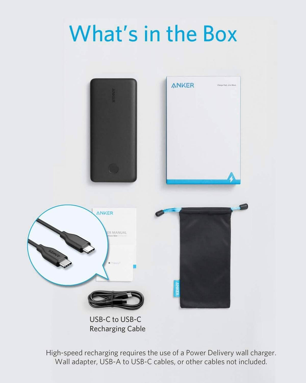 Chargeur portable Anker USB-C, PowerCore Slim 10000 PD 18 W, batterie externe Power Delivery 10000 mAh (reconditionnée)