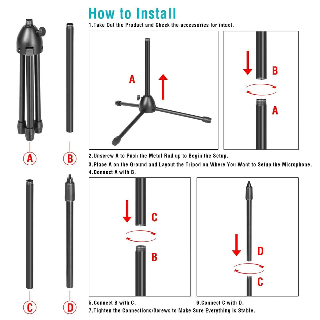 Anti-slip Tripod Condenser Microphone Stand