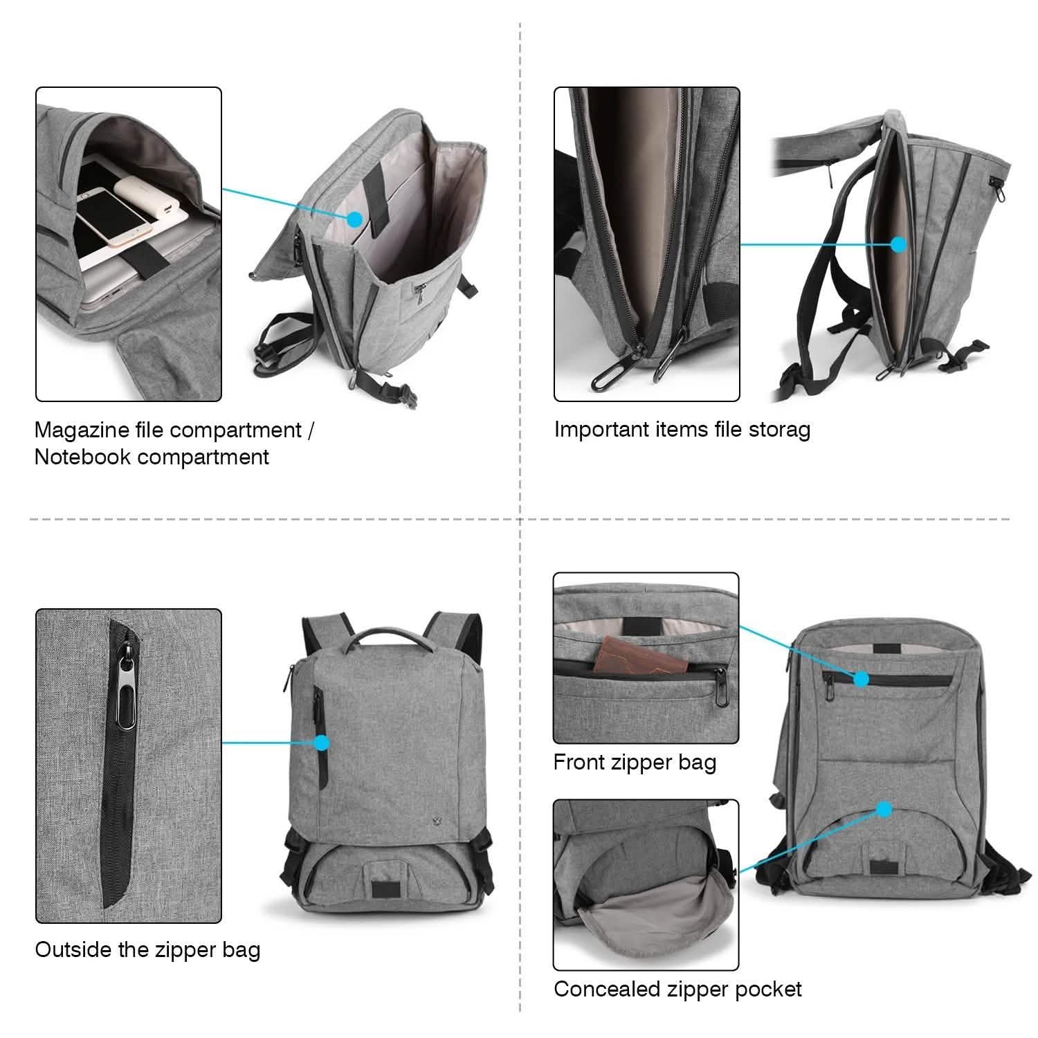 Sac à dos antivol pour ordinateur portable 14 pouces pour voyage d'affaires et école, étanche