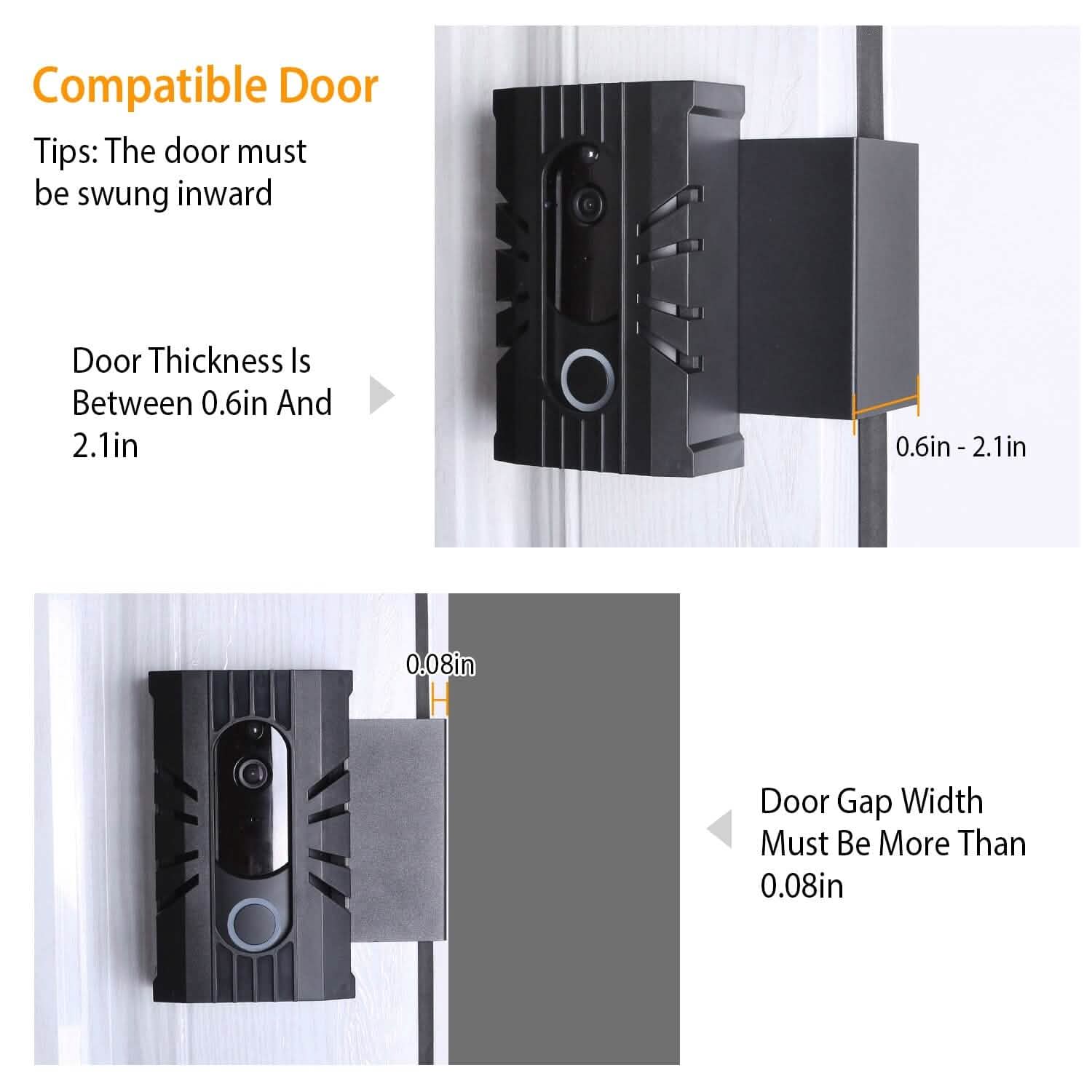 Support de porte antivol pour sonnette vidéo compatible avec la plupart des accessoires de caméra de sonnette