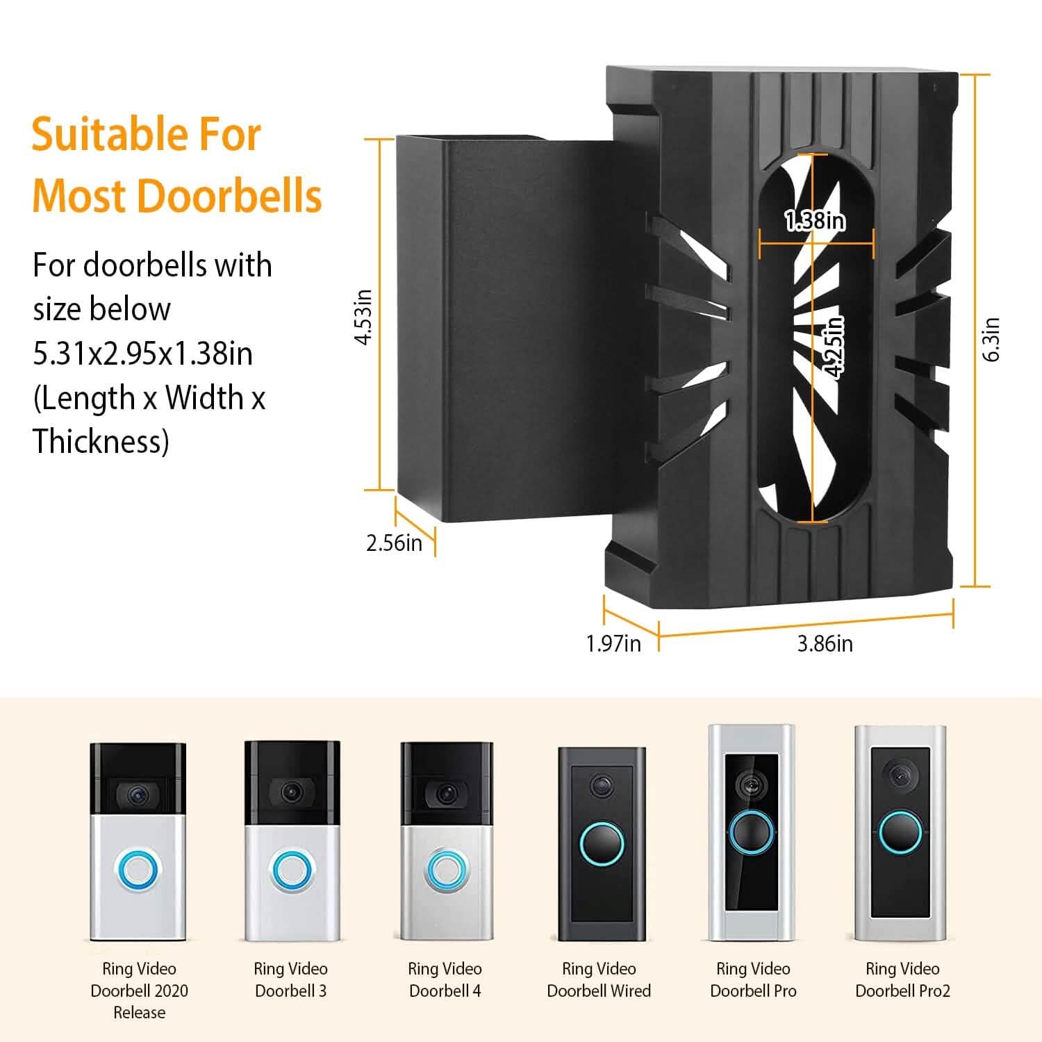 Support de porte antivol pour sonnette vidéo compatible avec la plupart des accessoires de caméra de sonnette