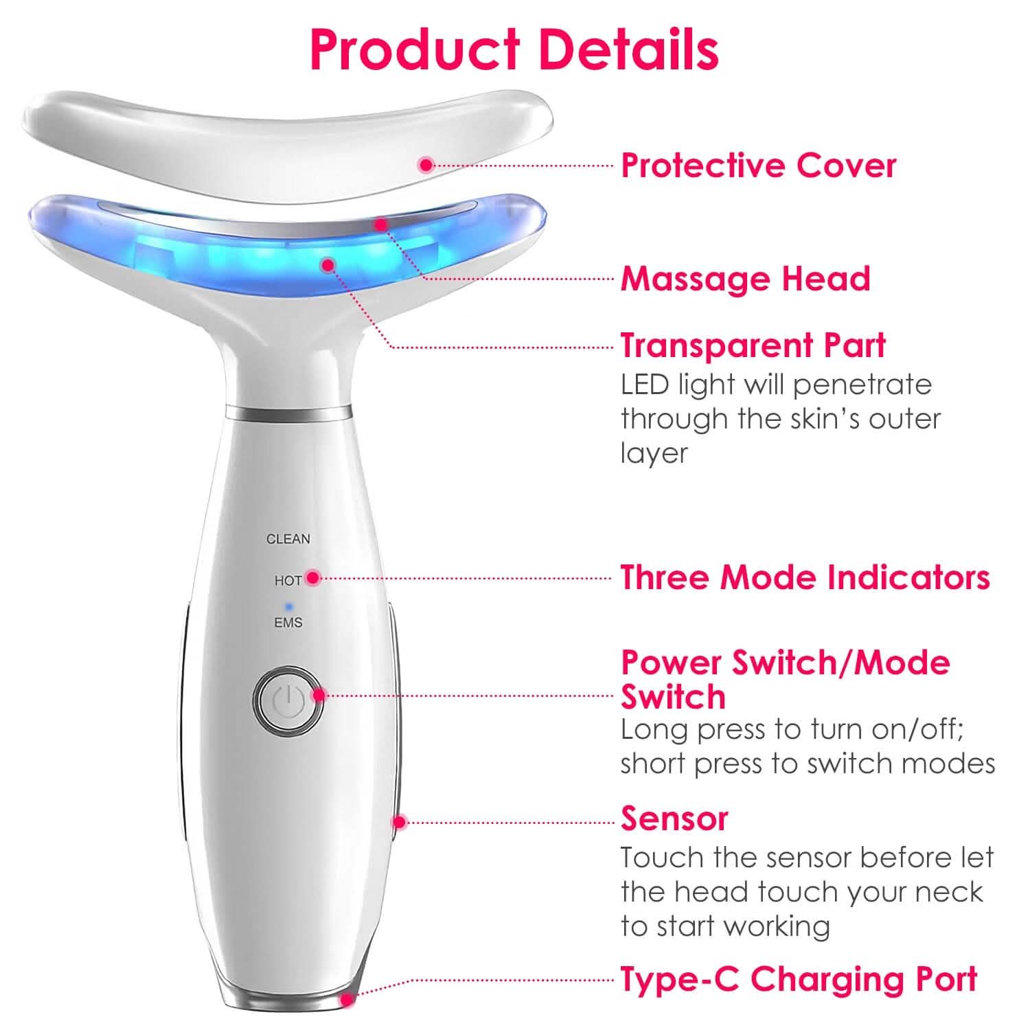 Anti Wrinkles Face Neck Massager Double Chin Reducer