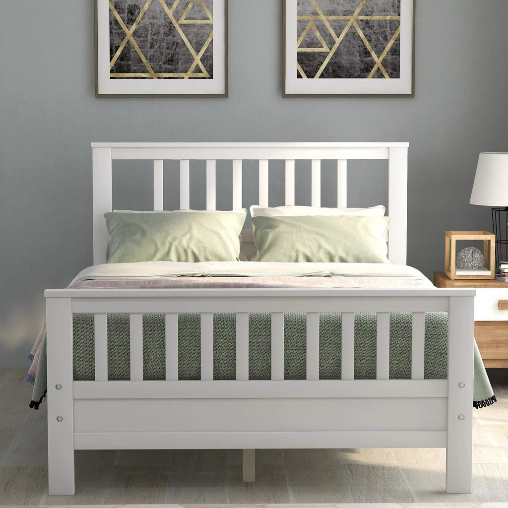 Anysun Full Size Bed Frame Solid Wood Platform Bed with Headboard for Kid's