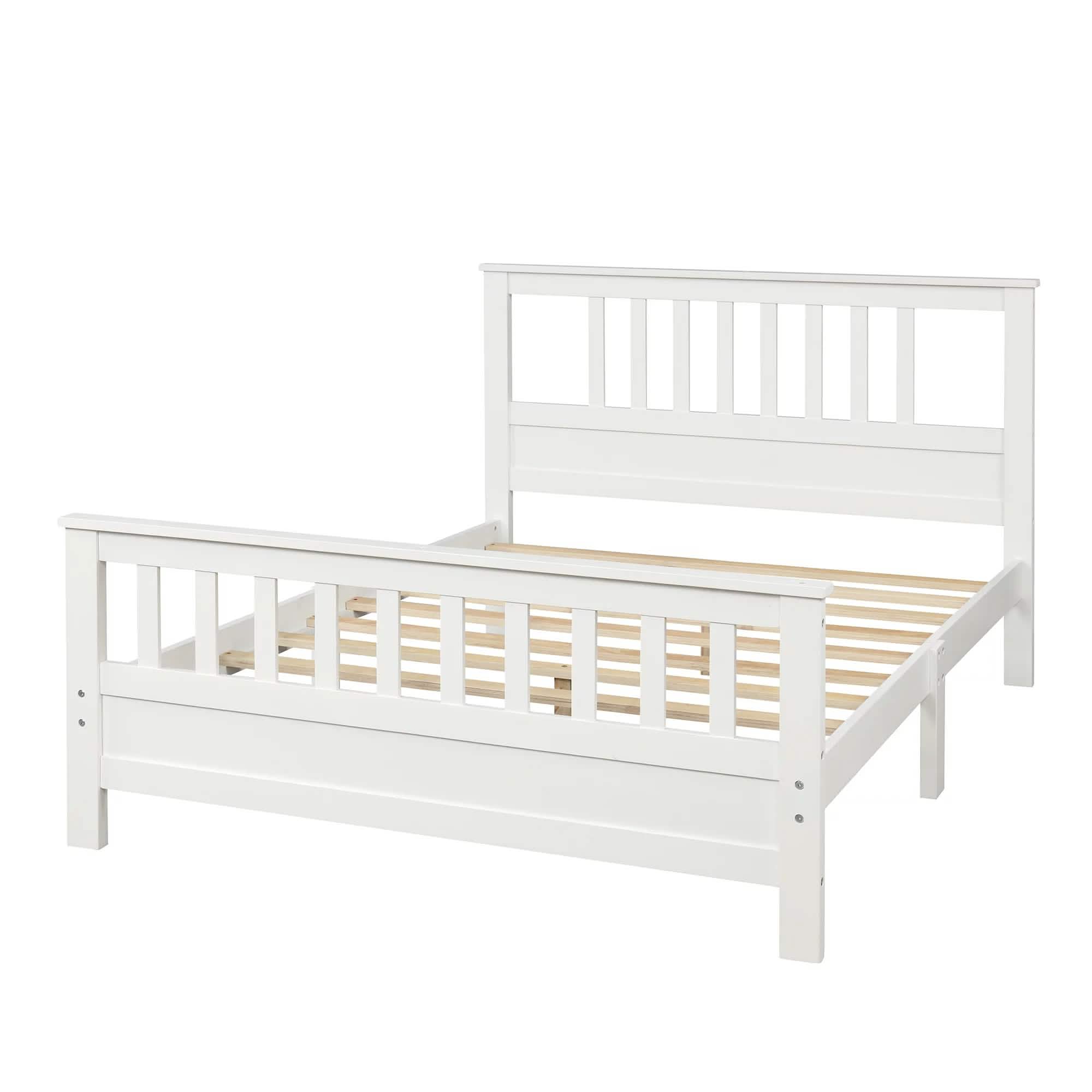 Anysun Full Size Bed Frame Solid Wood Platform Bed with Headboard for Kid's