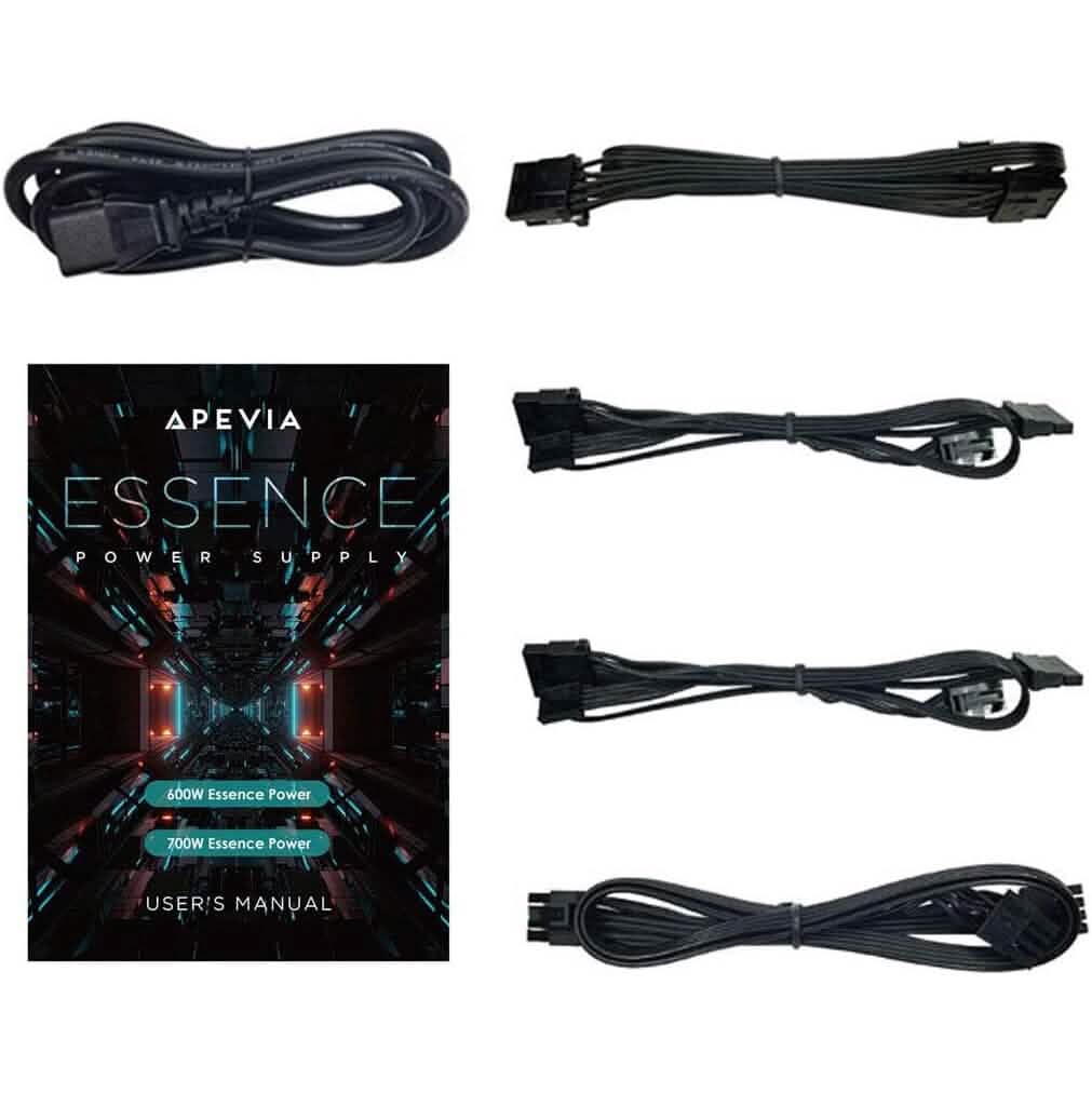 Apevia ATX-ES600W Essence 600W ATX セミモジュラー ゲーミング電源 自動温度制御付き（リファービッシュ品）